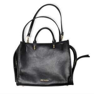 Steve Madden Satchel Purse 3 Compartment Shoulder Bag Black